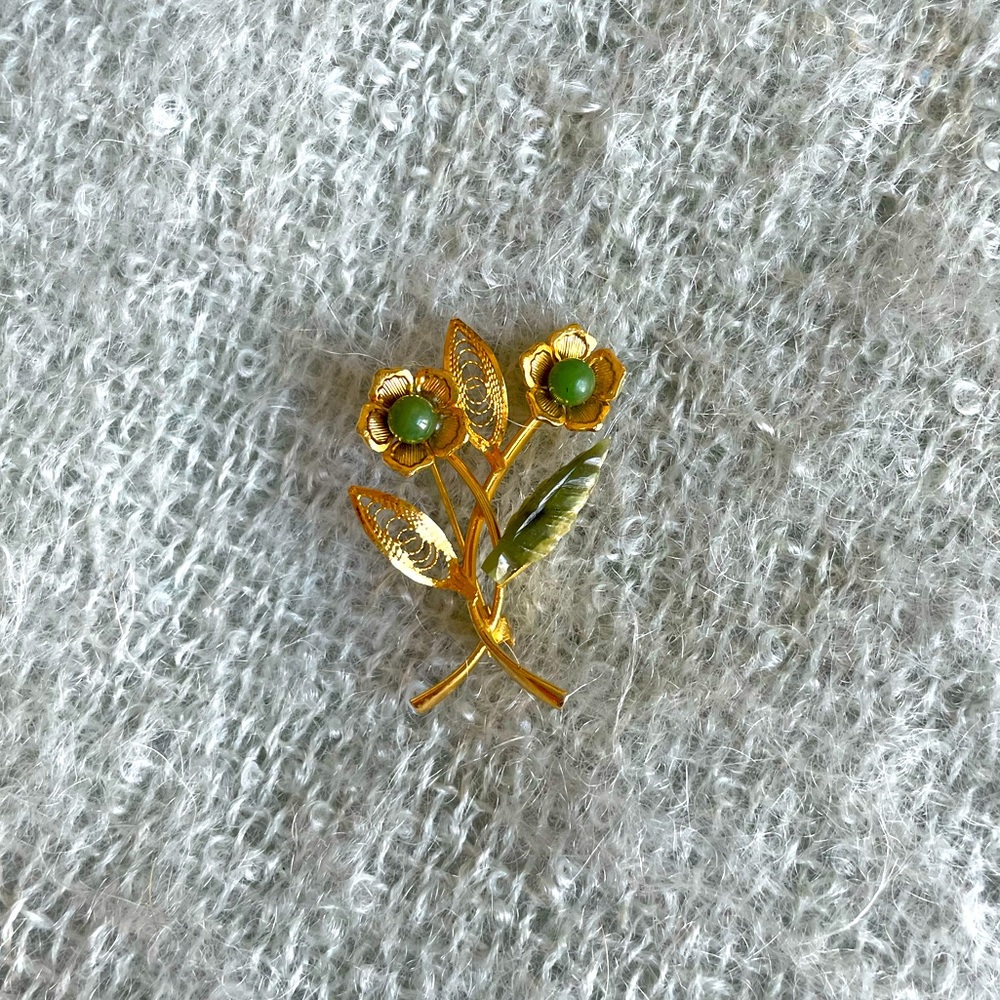 Gold Vermeil & Jade Pin